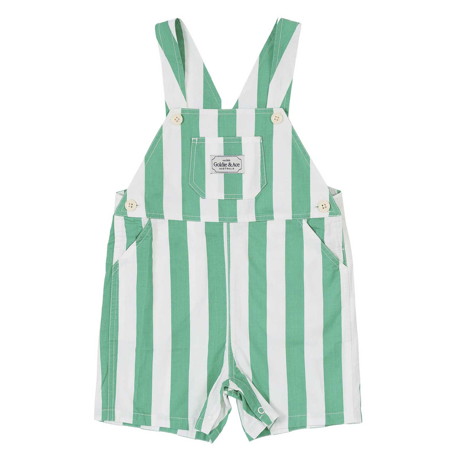 Goldie + Ace Happy Stripe Button Burton Overalls 3-5Y